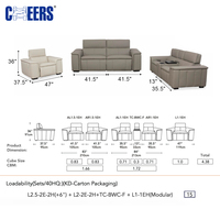 MANWAH CHEERS Vente en gros de canapés électriques haut de gamme en cuir véritable gris européen, grand canapé deux places, fauteuil inclinable électrique, canapé extensible