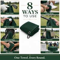 Serviette de golf en microfibre suédée à faible peluchage, chiffon de polissage doux pour drivers, fers, putters et équipement de golf