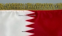 Drapeau de table miniature personnalisé, petits drapeaux de bureau avec support en métal, drapeau national du Qatar avec frange