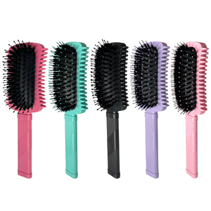 Eco-friendly Wheat Straw Styling Creating Natural Curls <strong>Detangler</strong> Defining Small Curly <strong>Hair</strong> <strong>Brush</strong> With Prongs - Product Image 4