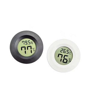 Digital Thermometer Hygrometer LCD Display Circular Celsius Black White Battery Powered For Reptiles Pet Enclosures - Product Image 1