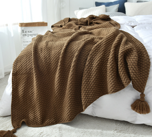 Bán Buôn Màu Sắc Khác Nhau Kích Thước 150*200Cm Sofa Giải Trí Điều Hòa Không Khí Văn Phòng Khăn Choàng Nap Khăn Choàng Dệt Kim Tua Ném Chăn - Product Image 2