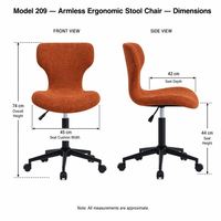 Chaise de bureau compacte ergonomique pivotante sans accoudoirs, rembourrée en tissu, pour visiteurs, OEM