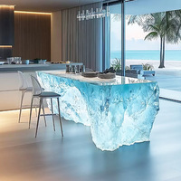 Table de bar moderne en résine transparente irrégulière élégante R002, style artistique, aspect cristal, écologique, résistante aux UV, pour la maison et la salle à manger