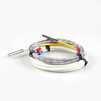 Sonda Termopar Tipo K/E/PT100/CU50, Sensor con Sonda de Acero Inoxidable de 4*40mm, Cable con Blindaje Trenzado de 1-5M, Longitud Personalizada para PID
