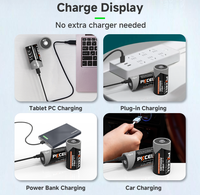 Batterie lithium-ion rechargeable de type C PKCELL avec port de charge USB 1,5 V jaune de qualité A en stock