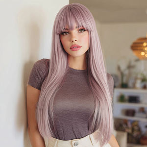 2025 nuova parrucca sintetica riccia e dritta lunga 24 pollici rosa viola colore SM8022 - Product Image 3