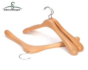 Cintres de qualité supérieure Cintres en bois massif naturel Logo personnalisé Boutique <span class=keywords><strong>Cintre</strong></span> de luxe pour manteau et costume avec épaule large - Product Image 2