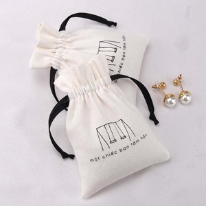 Custom Logo Printed Brush Canvas Cotton <b>Dust</b> <b>Bag</b> for Jewelry Antique Drawstring Bracelet Packaging Jewelry Pouch - Product Image 5