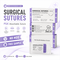 Sutures vétérinaires en acide polyglycolique avec aiguille, fil chirurgical stérile résorbable pour chiens et chats, paquet de 12 pièces