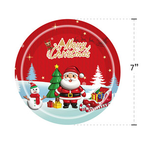 Platos de Papel de Navidad con Diseño de Papá Noel, Renos y Muñecos de Nieve, Juego de Vajilla Desechable para la Cena Navideña - Product Image 5