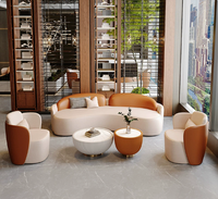 Set Sofa Kulit Modular Lengkung Modern dengan Fitur Rebah dan Isian Spons untuk Kantor, Ruang Tunggu Hotel, Lobi Apartemen, dan Mal