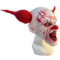 Horreur Clown Full Face Latex Masque avec Perruque Effrayant Souriant Halloween Costume Accessoires Latex Party Festival Props