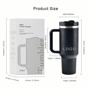 Gobelet isotherme personnalisé de 40 oz en acier inoxydable à double paroi, tasse à café isolée sous vide de 40 oz, tasse de voyage pour voiture avec poignée et couvercle à paille - Product Image 4