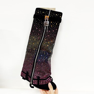 Bottes de mode 2025 pour femmes, style cowboy, bleues, à talon compensé, ornées de strass, avec boucle métallique, pointures 34-43 - Product Image 2