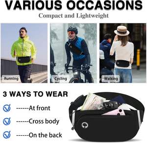 Échantillon gratuit Sac banane de course en nylon imperméable pour homme, Sac banane de ceinture pour homme, Sac banane de sport, Fabricant - Product Image 4