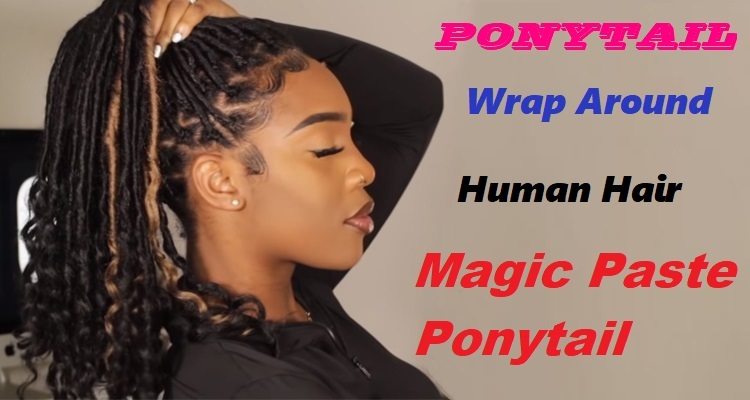 [KAMA Dreads] Human Hair Crochet Locs Extensions 16" Wrap Around Dreadlock Ponytail with Magic Paste Detail Section 2