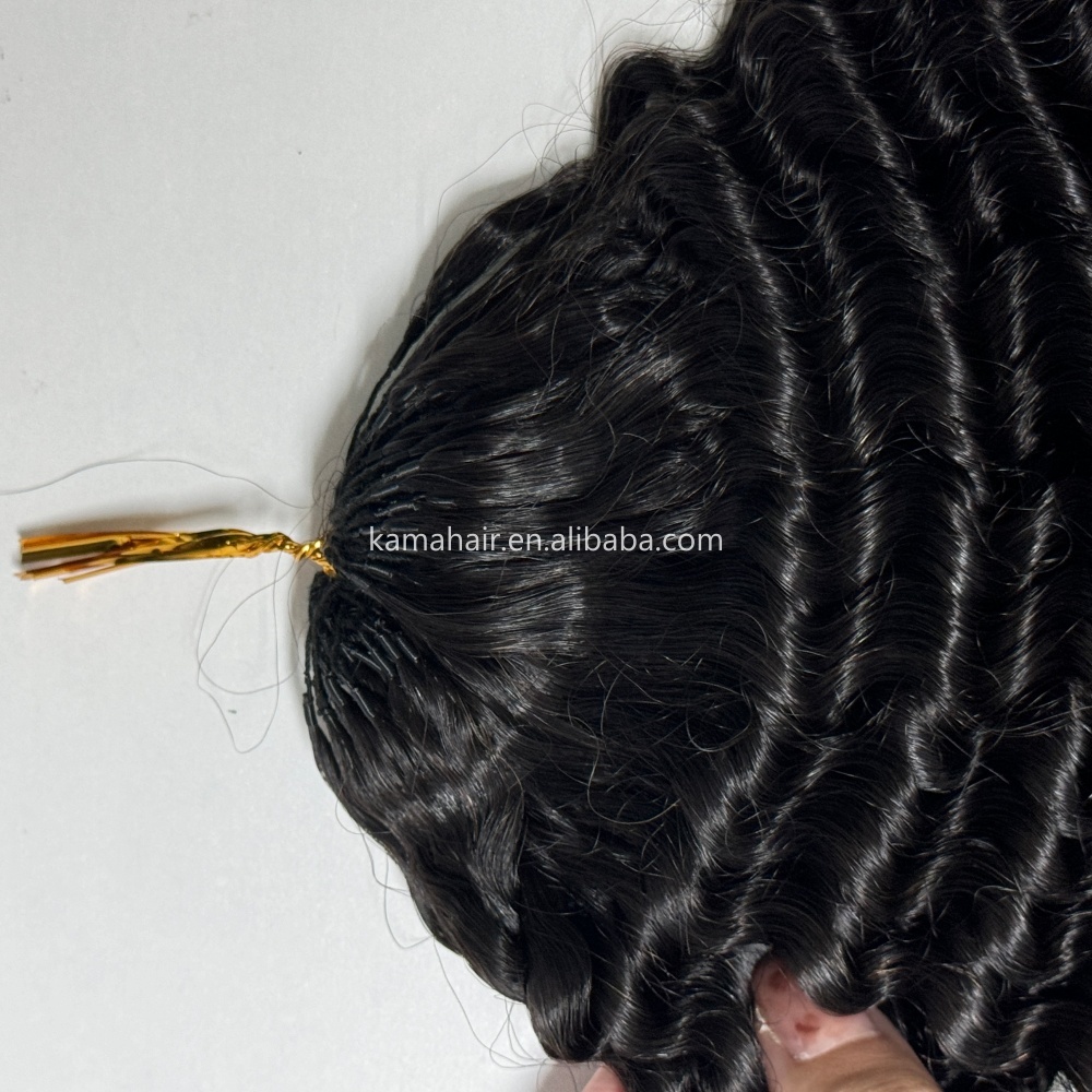 KAMA 100% Virgin Remy Human Hair Extensions for Crochet Braiding Natural Color Machine Made Feather Tip Hair Detail Section 4