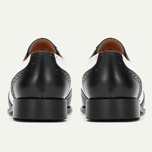 Spring Autumn 2025 New Style European Men's Brogue Business Casual Leather <b>Shoes</b> Pointed Toe Laces Pure Black <b>Height</b> <b>Increasing</b> - Product Image 2