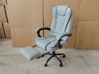 Chaise de bureau ergonomique pour grands et robustes, chaise de direction inclinable en tissu gris