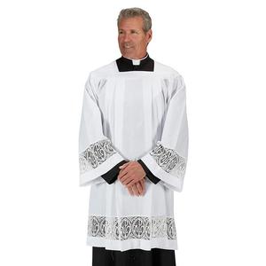 Tunica Sacerdotale <span class=keywords><strong>da</strong></span> Chiesa, Abito Religioso, Casula, Tunica Ricamata a Maniche Lunghe con Blocchi di Colore, Lunghezza Media, Camicia in Pizzo Traforato - Product Image 2