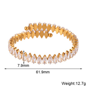 Vintage mode, trendy stijl, 18K verguld roestvrijstalen verstelbare <span class=keywords><strong>ring</strong></span> met ruitvormige zirkoon edelsteen voor dames - Product Image 6