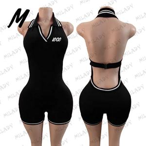 服メーカーカスタムロゴポロベストトップとスカートセット女性服コットンラウンジウェア2ピースセット女性用ジャンプスーツ - Product Image 6