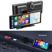 Pantalla CarPlay Portátil de 10.26'' con Cámara Frontal y Cámara Trasera, Monitor Universal para Automóvil, CarPlay Inalámbrico y Android Auto