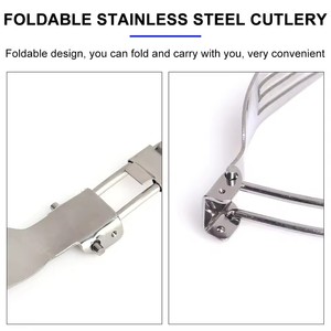 Juego de Cubiertos Plegables de Acero Inoxidable de 3 Piezas, Portátiles, Ecológicos, para Acampar al Aire Libre, Viajar, Hacer Picnic, Cuchara, Tenedor, Cuchillo - Product Image 3