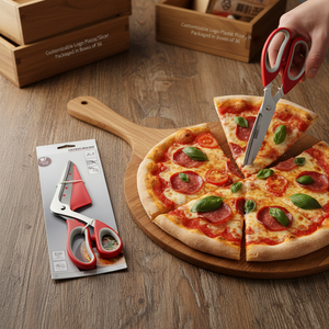 Forbici Commerciali per Pizza con Manico Soft-Touch, Logo Personalizzabile, Tagliapizza in Plastica, Confezione da 36 Pezzi - Product Image 3