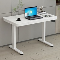 Bureau électrique moderne assis-debout, grand bureau debout réglable en hauteur, bureau électrique debout en verre trempé avec tiroirs