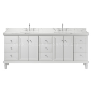 24/30/36/48/60/72 Inch Solid Wood Vanity PU Lacquer Bathroom Cabinet <b>Water</b> Resistant Coastal Style for Hotels Villages Glass - Product Image 6