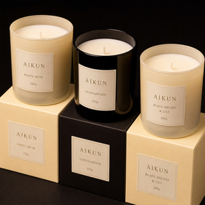 AIKUN - Fabrication directe en usine - Production en gros - Bougie en verre artisanale à 100% de cire de soja - Longue durée - Pour la décoration d'hôtels, de restaurants et de spas - Product Image 3