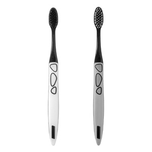 Brosse à dents manuelle à poils souples gris sidéral et blanc minimaliste avec support mural pour usage quotidien - Product Image 5