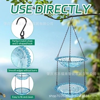 Bassin à oiseaux en résine avec pulvérisateur d'eau solaire, grande capacité, décoration de jardin, chaîne de suspension pour oiseaux