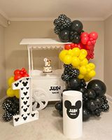 Kit d'arche de guirlande de ballons rouge, noir et jaune, ensemble de chaînes de ballons pour le 1er anniversaire des garçons, combinaison de ballons pour fête, mariage et anniversaire
