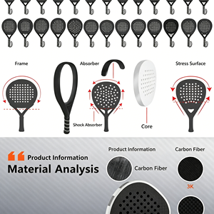 Raqueta de Pádel Elite 12K de Fibra de Carbono, Forma Profesional con Máximo Control y Alta Elasticidad para Nivel de Torneo - Product Image 2