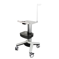 Chariot de travail médical tout-en-un VESA moderne en alliage d'aluminium avec 4 roulettes, chariot mobile pour ordinateur portable, enrouleur de câbles et rangement dentaire