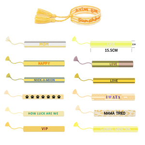 Thời Trang Biểu Tượng Tùy Chỉnh Thêu Tình Bạn Bện Vòng Đeo Tay Có Thể Điều Chỉnh Dệt Tua Màu Cam Và Màu Xanh Lá Cây Vòng Đeo Tay - Product Image 3