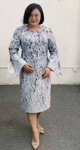 American High Quality Church Ladies <b>Dress</b> in Brocade <b>With</b> Elegant Flora Pattern - Product Image 3