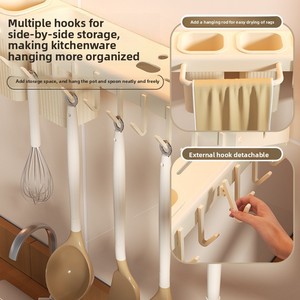 Organisateur <span class=keywords><strong>de</strong></span> <span class=keywords><strong>cuisine</strong></span> mural multifonctionnel en métal, support pour baguettes et couteaux, rangement <span class=keywords><strong>de</strong></span> vaisselle sans perçage - Product Image 3