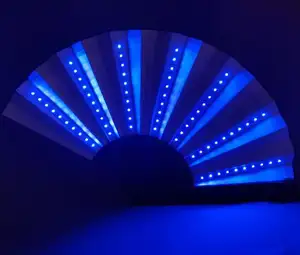 BSBH Custom Led Hand Fan Folding Multi Color Light Up Plastic Bamboo For Rave Party Decorative Flash Fan