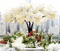 Grand arbre artificiel d'extérieur avec fleurs, cerisier rose en soie, grande décoration florale pour la maison