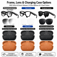 Lunettes Intelligentes IA M02 Ultra Personnalisées avec Caméra 8MP, Enregistrement Photo et Vidéo 4K, Traduction, Assistant IA et Étui de Recharge