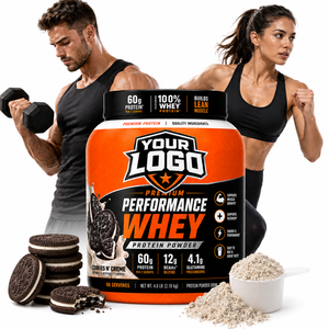 Poudre de protéines de performance supérieure, favorise l'énergie, la résistance et la prise de masse maigre, grande capacité, poudre de protéines à la crème de cookie et à la glutamine - Product Image 1