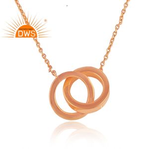 สร้อยคอจี้เงินแท้ 925 ชุบทองคำสีกุหลาบ ดีไซน์วงกลมเรียบง่าย ขายส่งเครื่องประดับ คอลเลคชั่นวินเทจ - Product Image 2