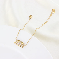 Pulsera de Acero Inoxidable Chapada en Oro PVD de 14K de Alta Calidad al por Mayor con Cinco Bolas, Joyería de Moda para Mujer, Hipoalergénica