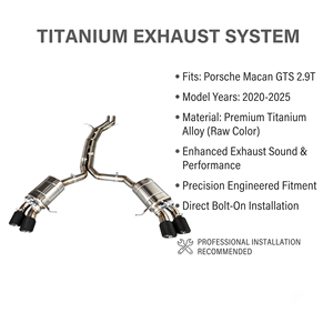 Vortex Exotic Natural Ti <b>Exhaust</b> Featuring Carbon Tips & Vacuum Valve Fits Porsche Macan GTS 2.9T - Product Image 1