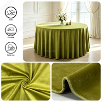 Nappe Ronde en Velours de Hollande ANNIELU Luxe Premium Vert et Blanc pour Mariages et Événements – Décorations de Fête