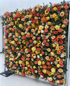 पीले गुलाब सूरजमुखी पुष्प दीवार पैनल 8 फीट x 8 फीट x 8 फीट रेशम कृत्रिम फूलों की दीवार पृष्ठभूमि - Product Image 4